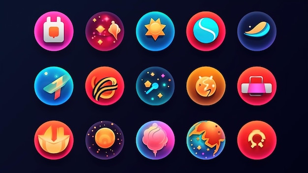 A group of colorful round icons Generative AI Art