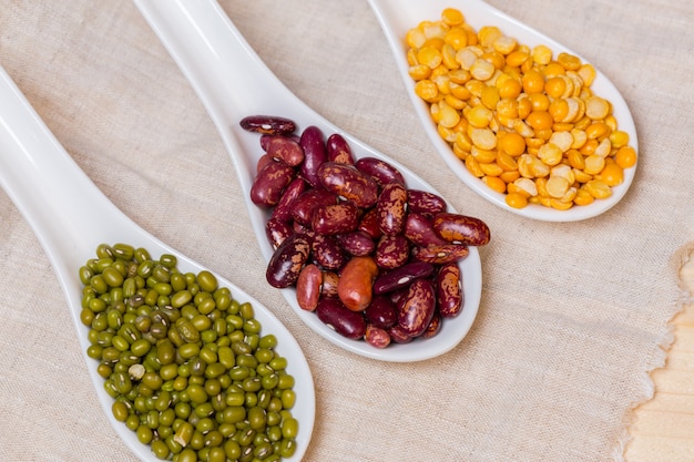 Group of colorful various beans