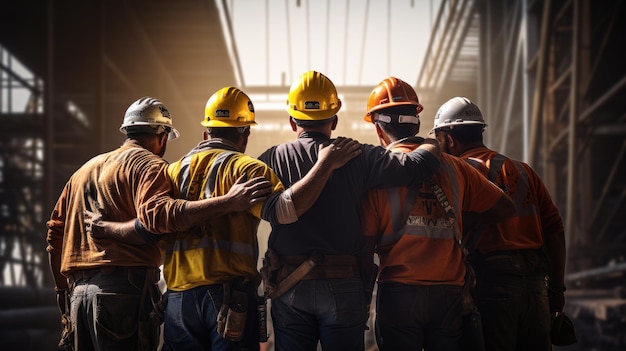 Photo group of construction workers in uniform