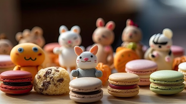 A group of cookies and toys