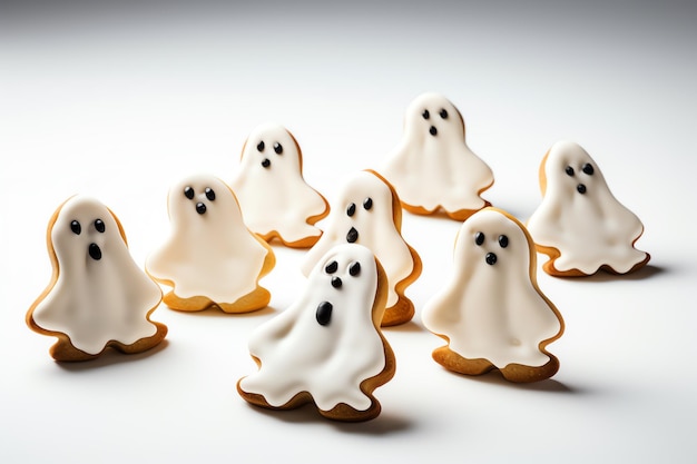 a group of cookies with white frosting