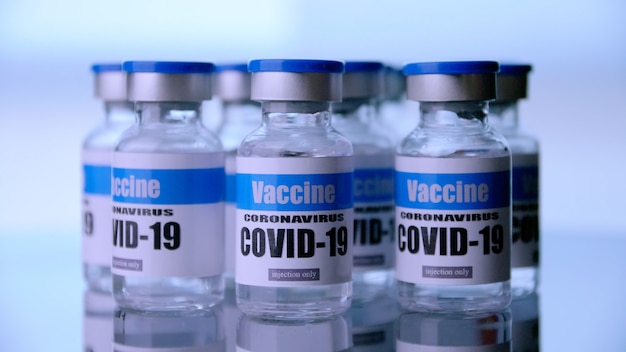 Group of Coronavirus vaccine bottles