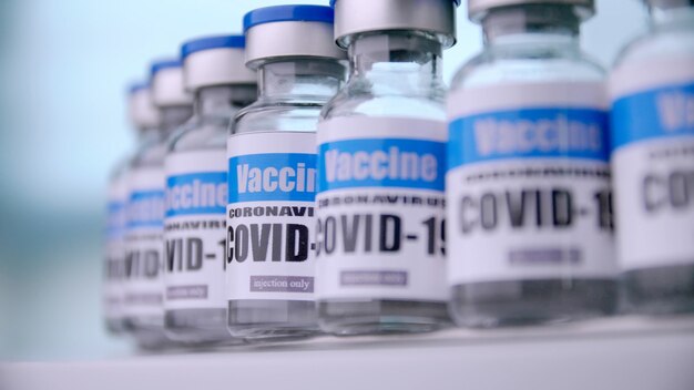 Group of Coronavirus vaccine bottles