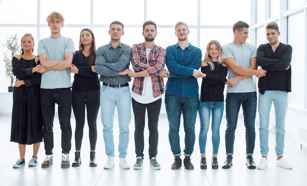 Group of creative youth standing in a row