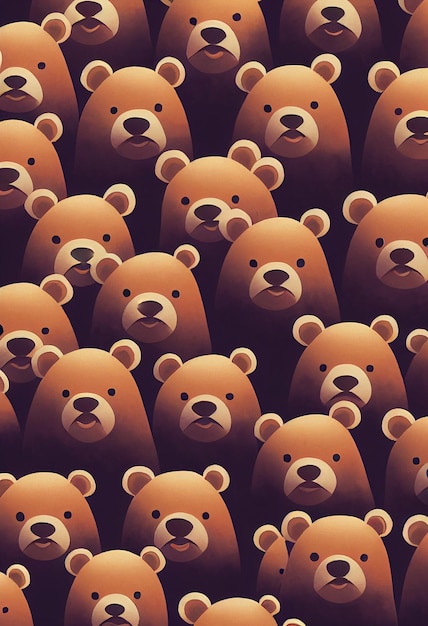 Group of cute bear for wallpaper and graphic designs 2D Illustration