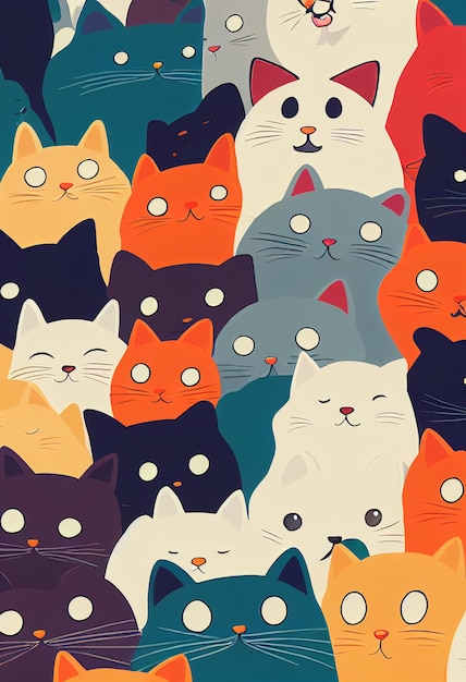 Group of cute cats for wallpaper and graphic designs 2d\
illustration