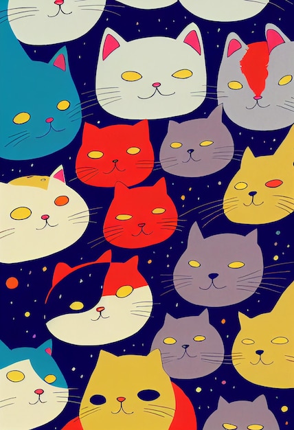 Group of cute cats for wallpaper and graphic designs 2d\
illustration