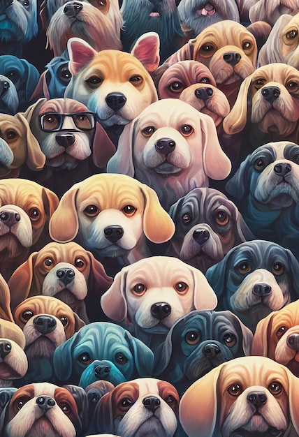 Group of cute dogs for wallpaper and graphic designs 2d\
illustration