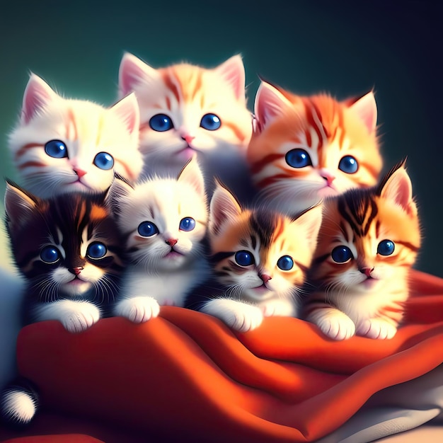 Group of cute kittens