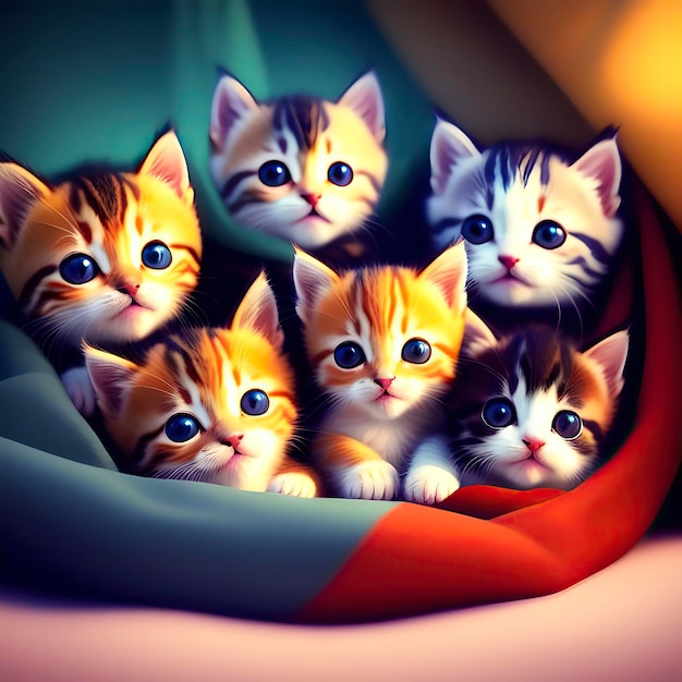 Group of cute kittens