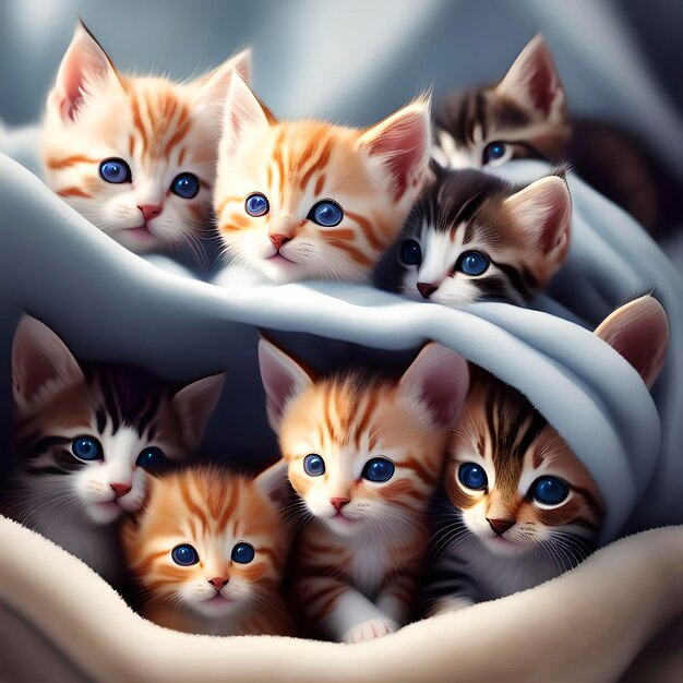 Group of cute kittens