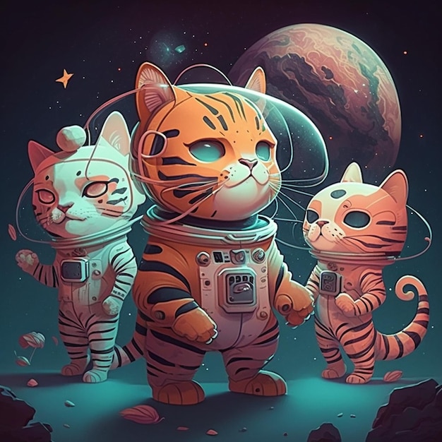 A group of cute space tiger