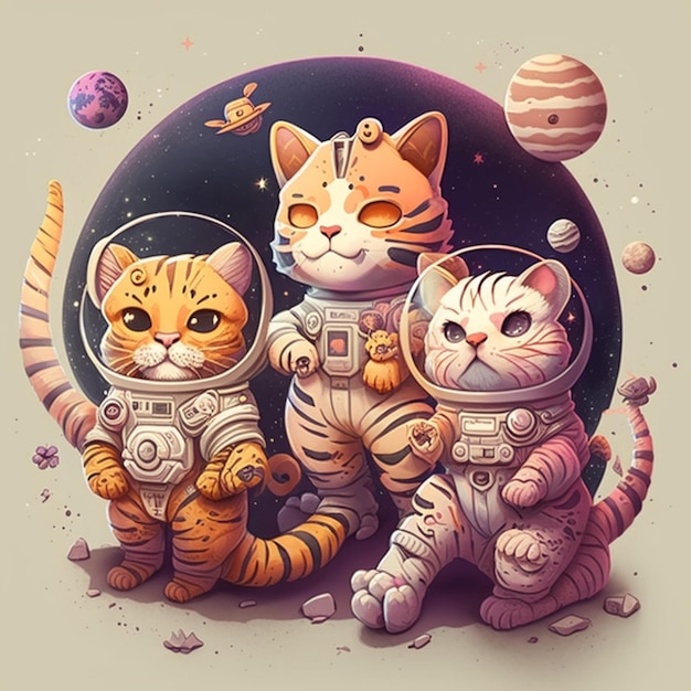 A group of cute space tiger