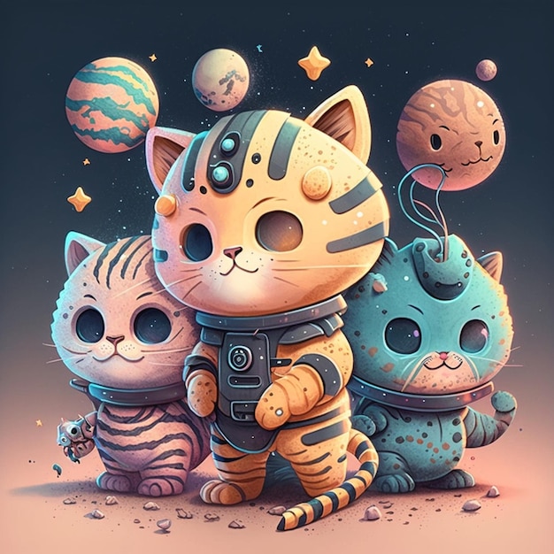 A group of cute space tiger