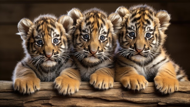 Группа милых тигровых детенышей