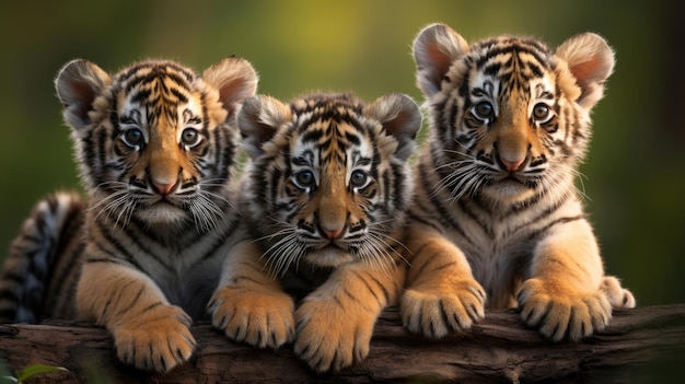 Group of cute tiger cubs