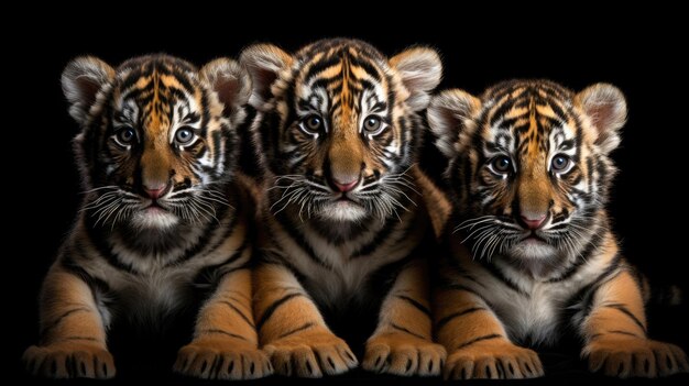 Group of cute tiger cubs