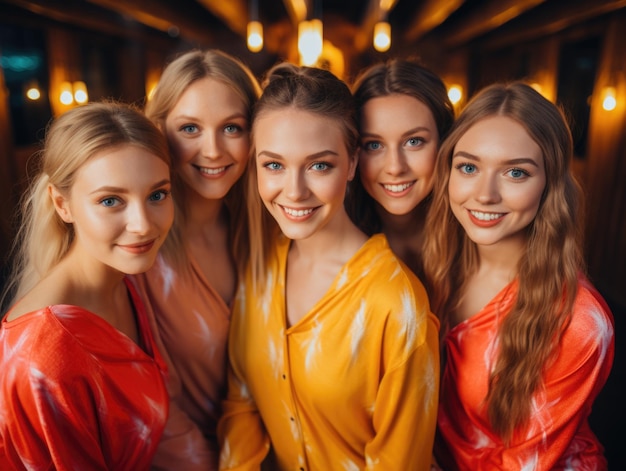 Group of cute women with clear glowing skin Woman models cute no makeup