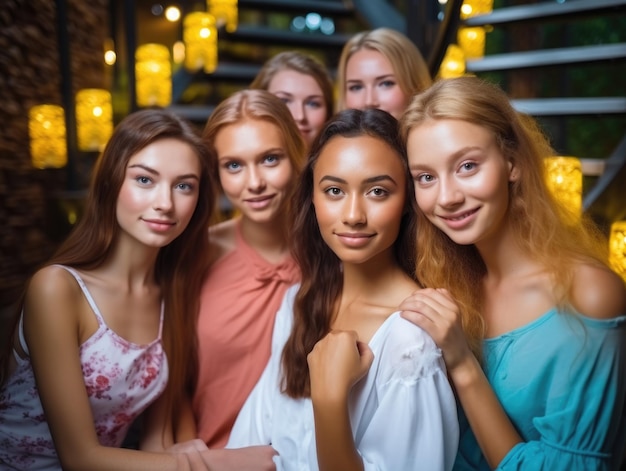 Group of cute women with clear glowing skin Woman models cute no makeup