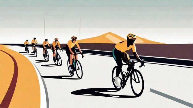 Group of Cyclists Racing on a Scenic Road