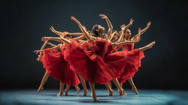 a group of dancers are performing in a group