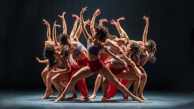 a group of dancers are performing in a group