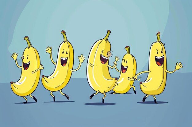 A group of dancing bananas cartoon