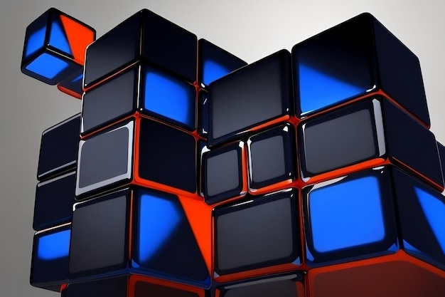 A group of dark color cubes on a dark background