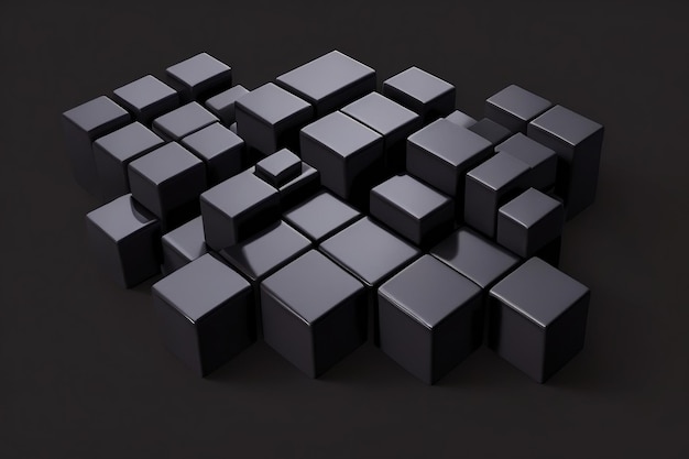 A group of dark cubes on a dark background