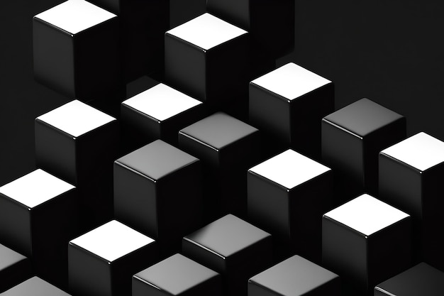 A group of dark cubes on a dark background