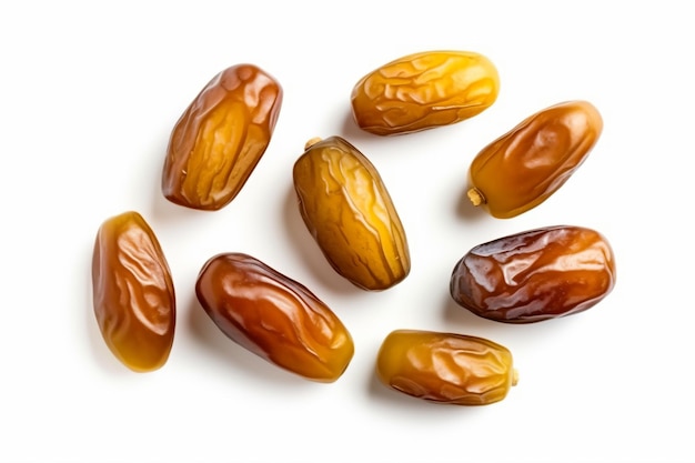 a group of dates on a white surface