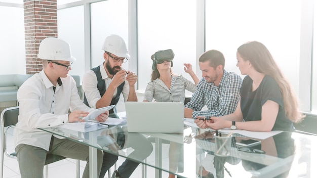 Group of designers and architects discussing a new project