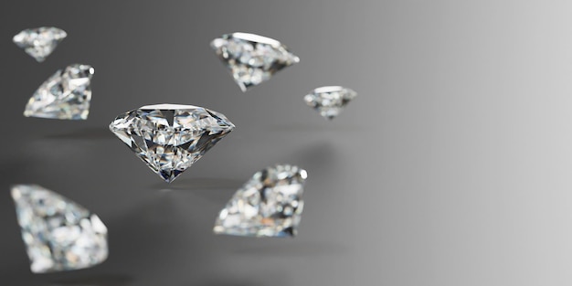 Group of diamond 3d rendering