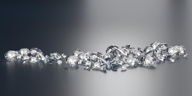 Group of diamonds background 3d Rendering