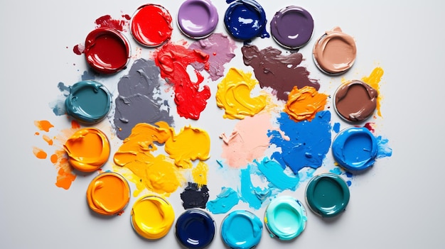 Foto un gruppo di diversi colori di vernice
