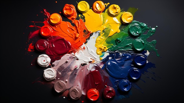 A group of different colors of paint