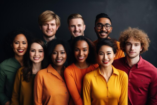 Foto gruppo di diverse etnie giornata internazionale sfondo dell'ufficio generativa ai