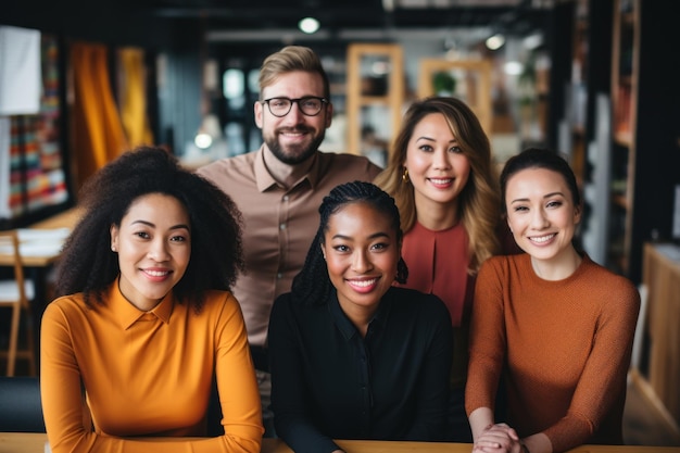 Group of different ethnicities International Day office background Generative AI