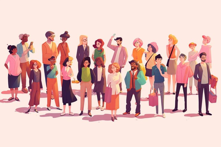 Photo group of different people being friends