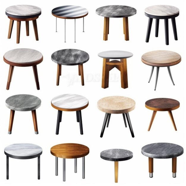 a group of different stools with different designs and colors generative ai