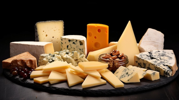 A group of different types of cheese