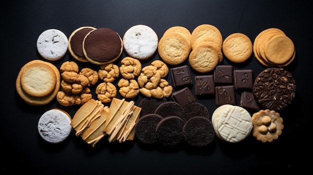 A group of different types of cookies