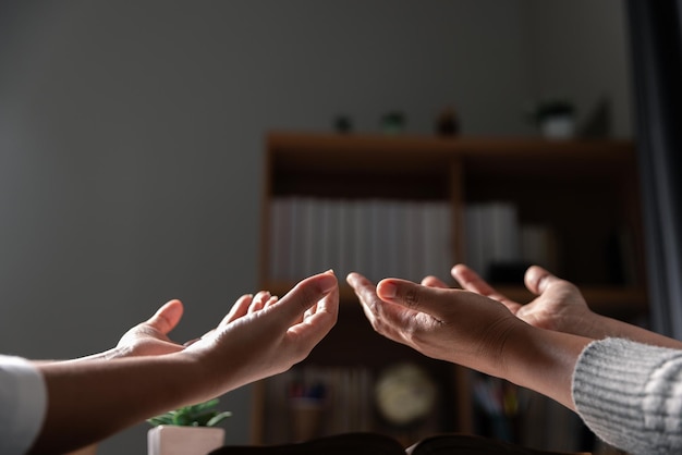 Photo group of different women praying together christians and bible study concept