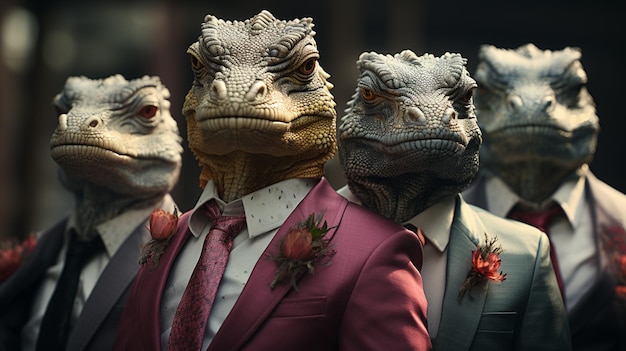 Group of dinosaur in a business suit Generative Ai