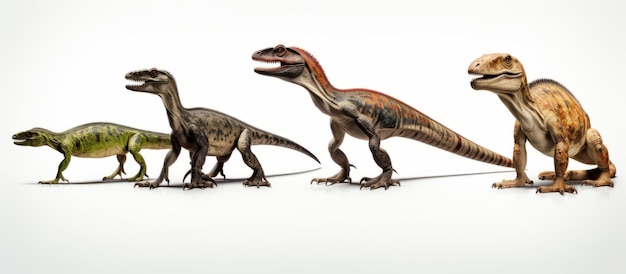 Photo a group of dinosaurs standing next to each other