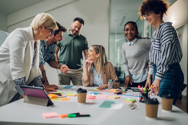 Group of diverse business people working together and having a meeting