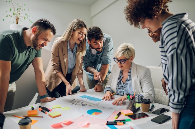 Group of diverse business people working together and having a meeting