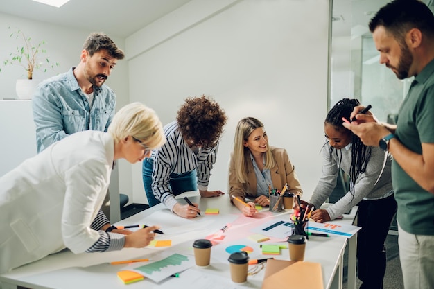 Group of diverse business people working together and having a meeting