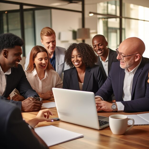 Photo a group of diverse businesspeople gathered around a conference table