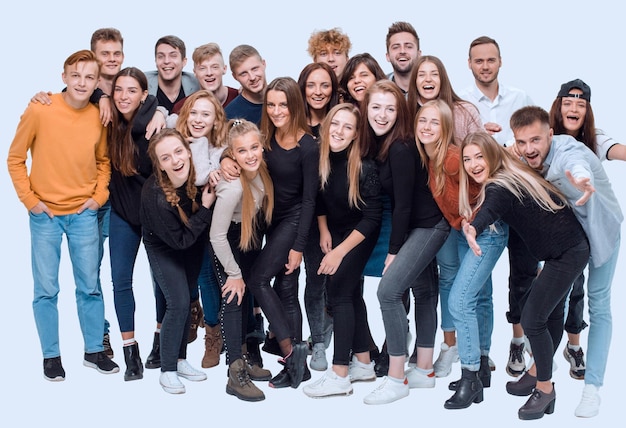 Group of diverse cheerful people looking at the camera